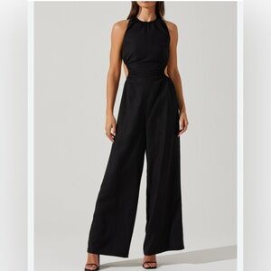 Astr Black Halter Jumpsuit with Wide-Leg Design
